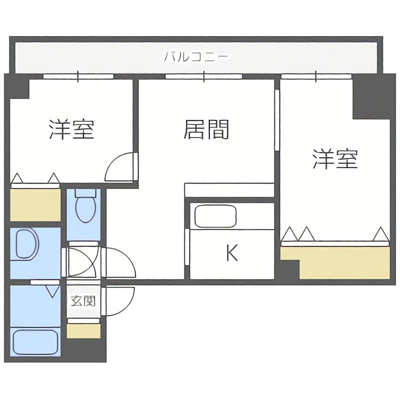 エステラ旭ヶ丘(2LDK/6階)の間取り写真