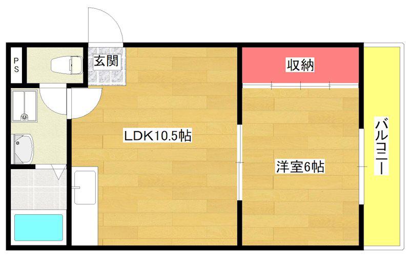 ウエストコート(1LDK/3階)の間取り写真