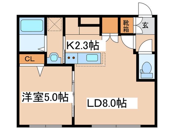 ルシェーヌ桑園(1LDK/1階)の間取り写真