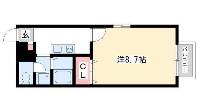 アムール三条(1K/1階)の間取り写真