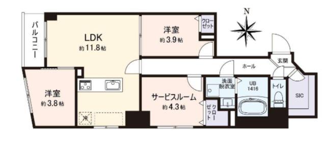 VISTA豊島(2SLDK/1階)の間取り写真
