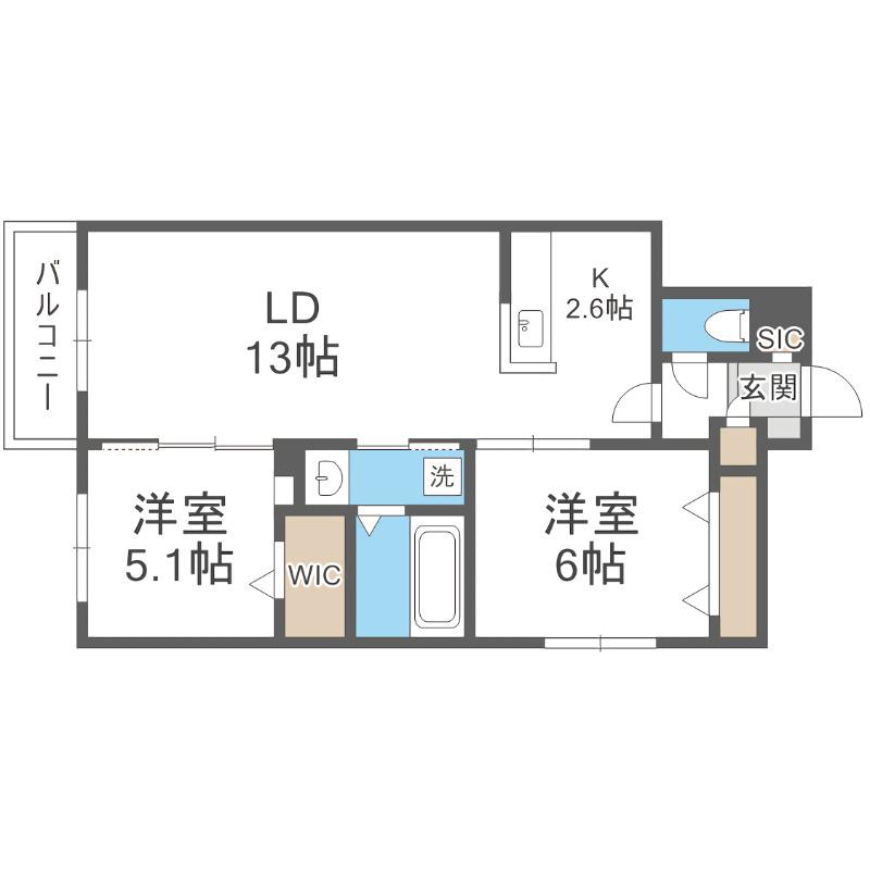 AYA HILLS(2LDK/3階)の間取り写真