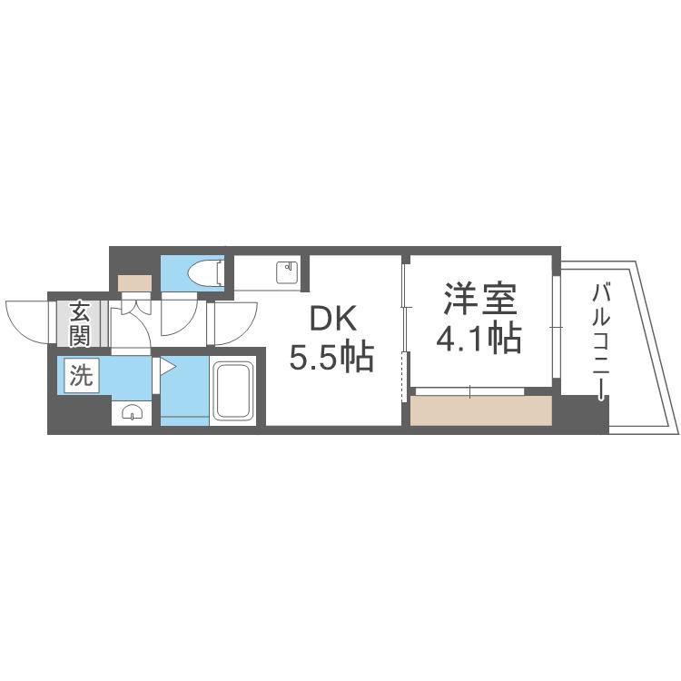 セレニテ難波ミラク参番館(1DK/2階)の間取り写真