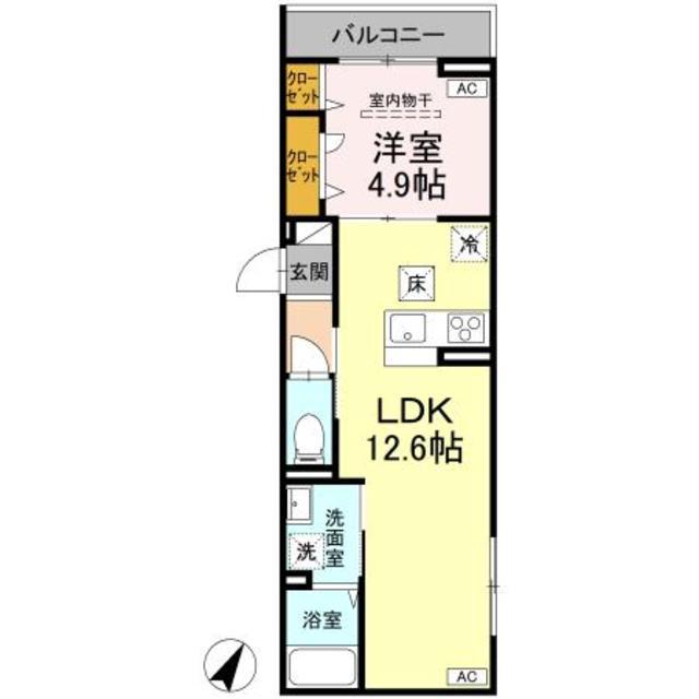 D-ROOM・M(1LDK/2階)の間取り写真