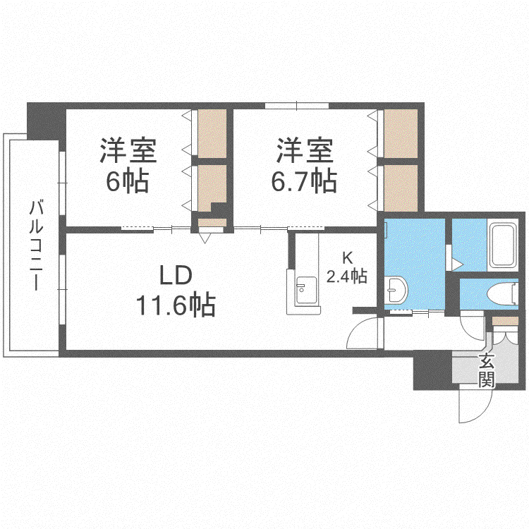 PARTIRE 桑園(2LDK/10階)の間取り写真