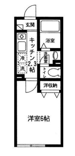 カーサポトロ(1K/1階)の間取り写真