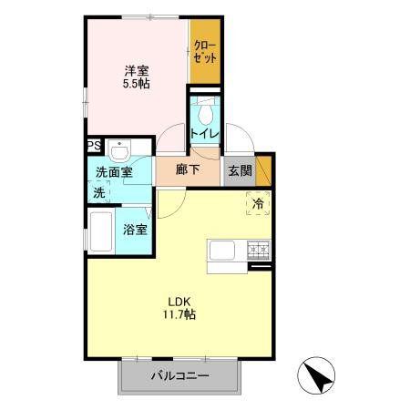 アン・プレール(1LDK/2階)の間取り写真
