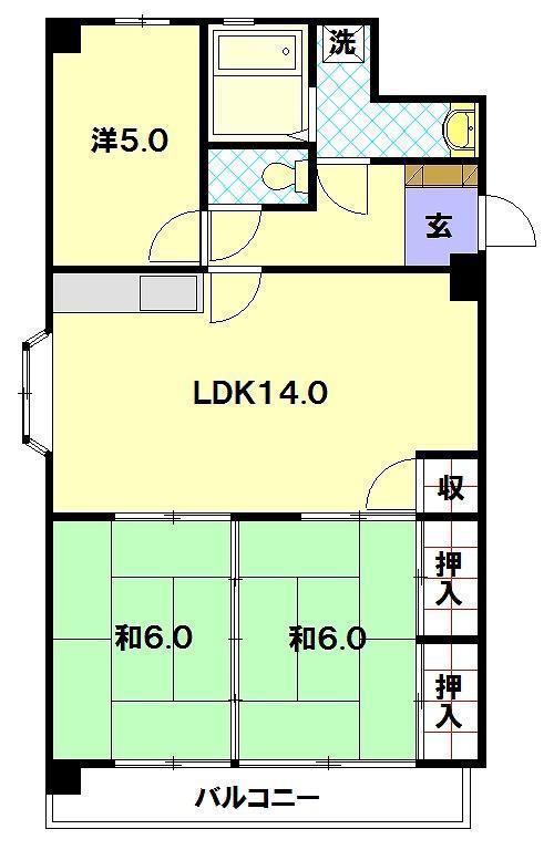 サンロード富士(3LDK/4階)の間取り写真