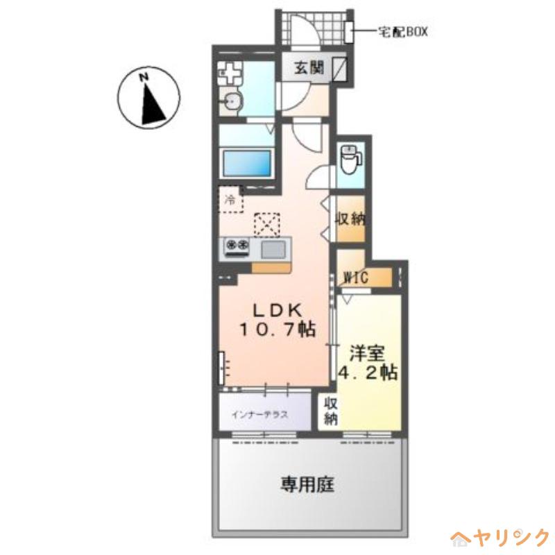フェリーチェ瀬戸(1LDK/1階)の間取り写真