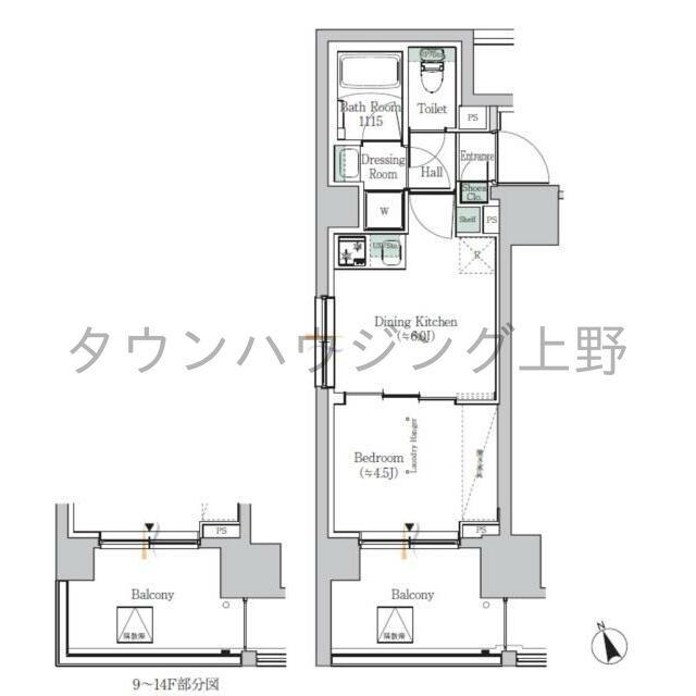 ONE ROOF RESIDENCE ASAKUSABASHI(1DK/4階)の間取り写真