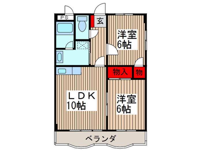 ベルフローラル北上尾(2LDK/4階)の間取り写真