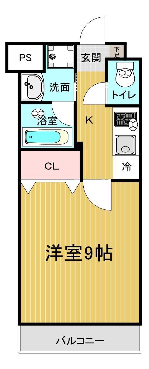 エスト東古松(1K/4階)の間取り写真