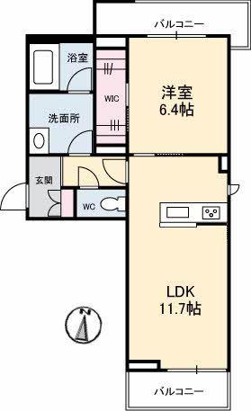 ベレオ今(1LDK/2階)の間取り写真
