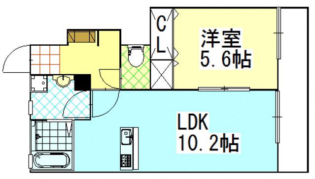 ファインII(1LDK/1階)の間取り写真