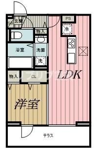 汐見丘PJ(1LDK/1階)の間取り写真