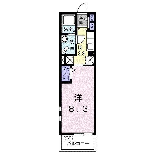 シャルモントゥII(1K/1階)の間取り写真