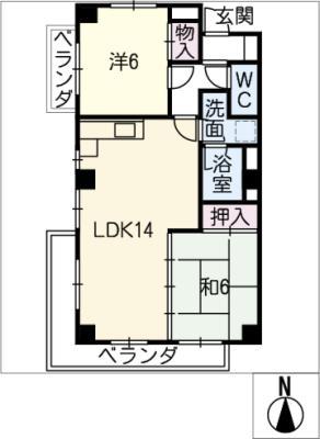 エクセル山田(2LDK/3階)の間取り写真