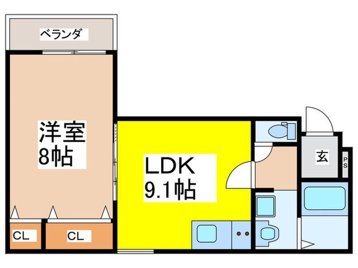 フジパレス近鉄八尾II番館(1LDK/2階)の間取り写真