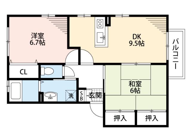 エムエム千里山(2DK/2階)の間取り写真