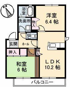 ハピネス不動院 A棟(2LDK/1階)の間取り写真