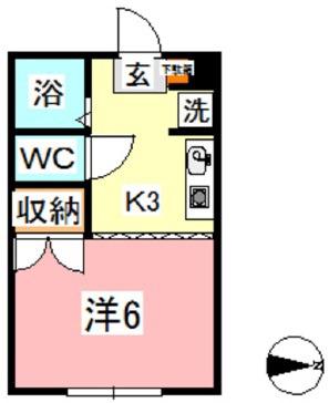 パルティールA棟(1K/1階)の間取り写真