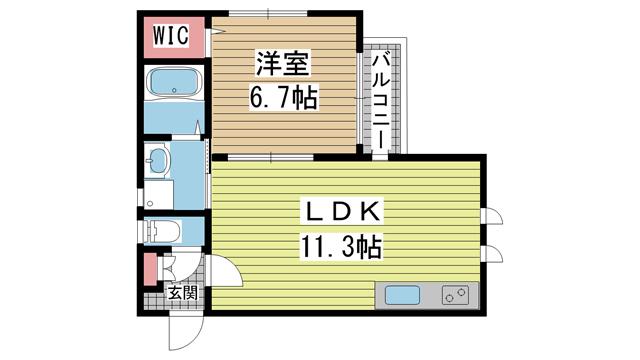 ドゥ・レブローニュ(1LDK/2階)の間取り写真