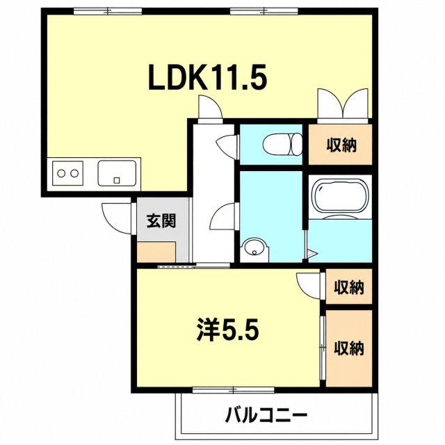 メゾンウエスト(1LDK/2階)の間取り写真