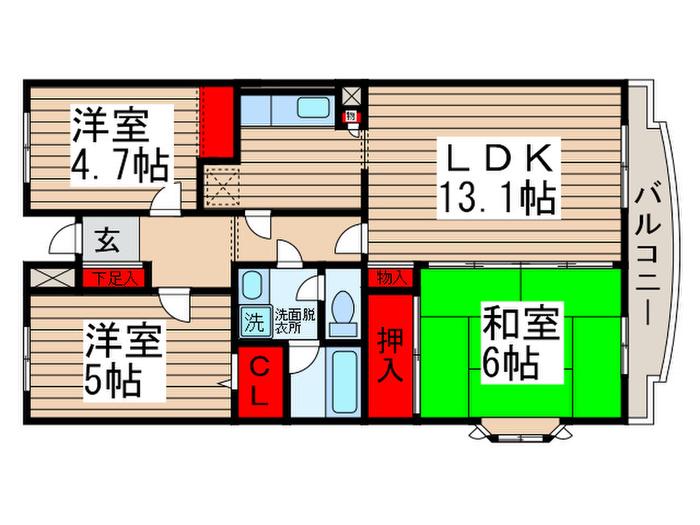 ピアーエクセレント1(3LDK/1階)の間取り写真