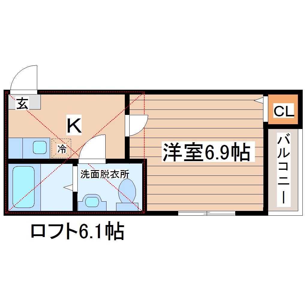 ベアーレ南仙台(1K/1階)の間取り写真