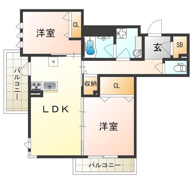 フォレストガーデンノース(2LDK/2階)の間取り写真