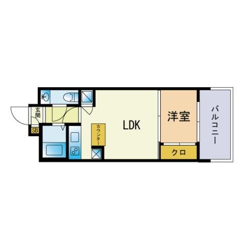 エステートモア・天神SUCCESS(1LDK/9階)の間取り写真