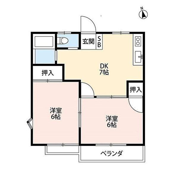 クレールハイム(2DK/1階)の間取り写真