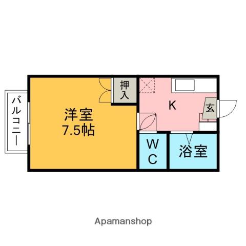 エルディム末広(1K/1階)の間取り写真