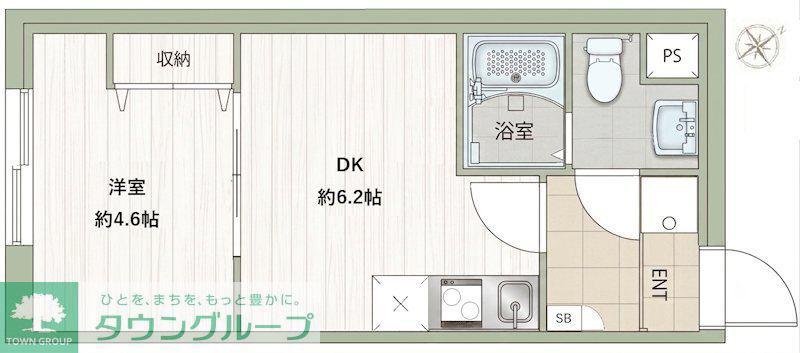 フラシア東武練馬(1DK/4階)の間取り写真