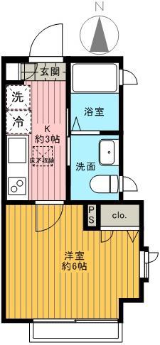 カステリーナ(1K/1階)の間取り写真