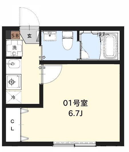 LA PREMIRE(1K/1階)の間取り写真