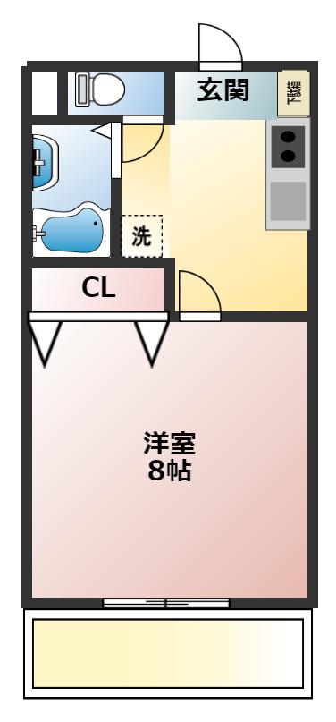 シャインKATO(1K/1階)の間取り写真