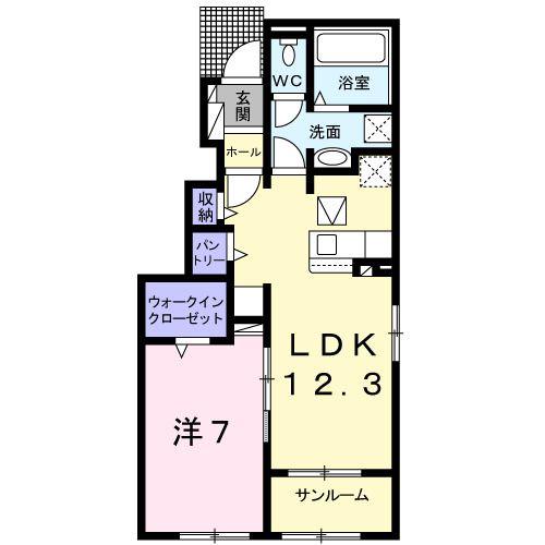 アメニティ鈴鹿II(1LDK/1階)の間取り写真