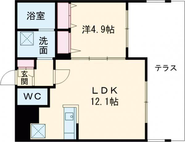 URBAN FLATS千歳GA-千歳緑町(1LDK/1階)の間取り写真