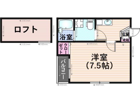 ベネフィスタウン竹下3(1K/1階)の間取り写真
