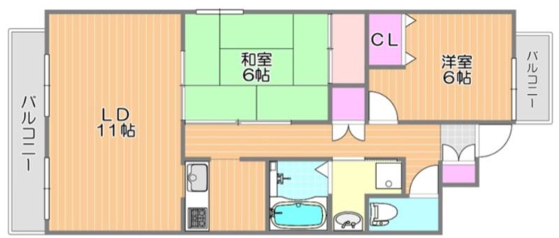 トレ ビーチナA(2LDK/3階)の間取り写真