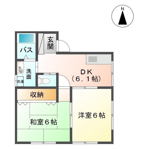 メゾン光町(2DK/2階)の間取り写真