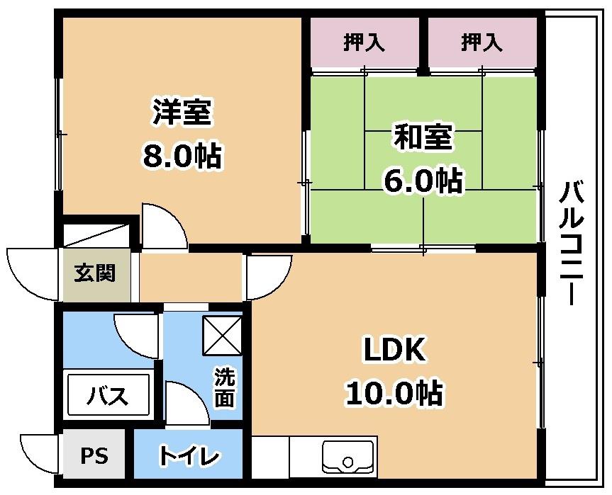 トップペアー福甚NO2(2LDK/1階)の間取り写真