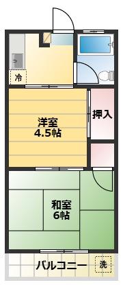 岡本ハイツ(2K/1階)の間取り写真