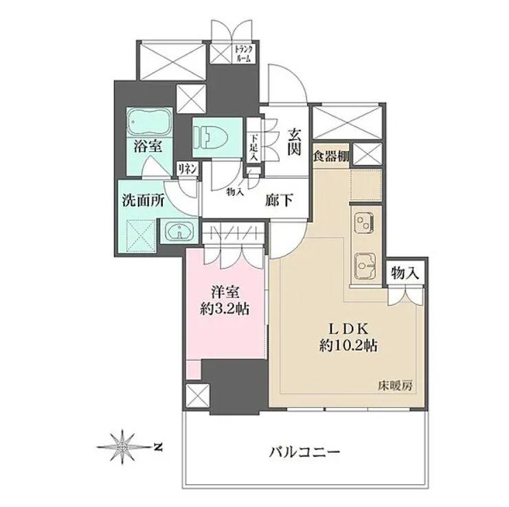 BRILLIA TOWER 池袋 ウエスト(1LDK/3階)の間取り写真