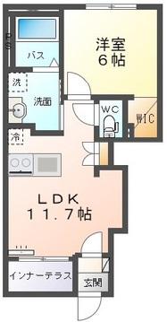 D・C スクエアII(1LDK/1階)の間取り写真