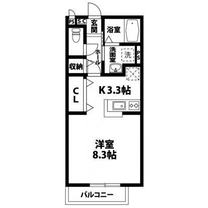 メルベージュ(ワンルーム/1階)の間取り写真