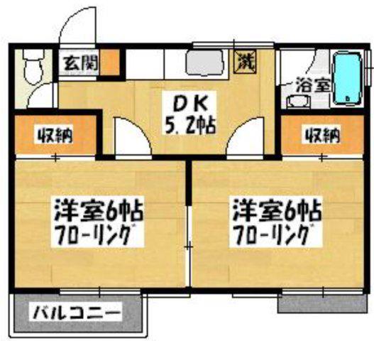 しらゆり荘(2DK/2階)の間取り写真