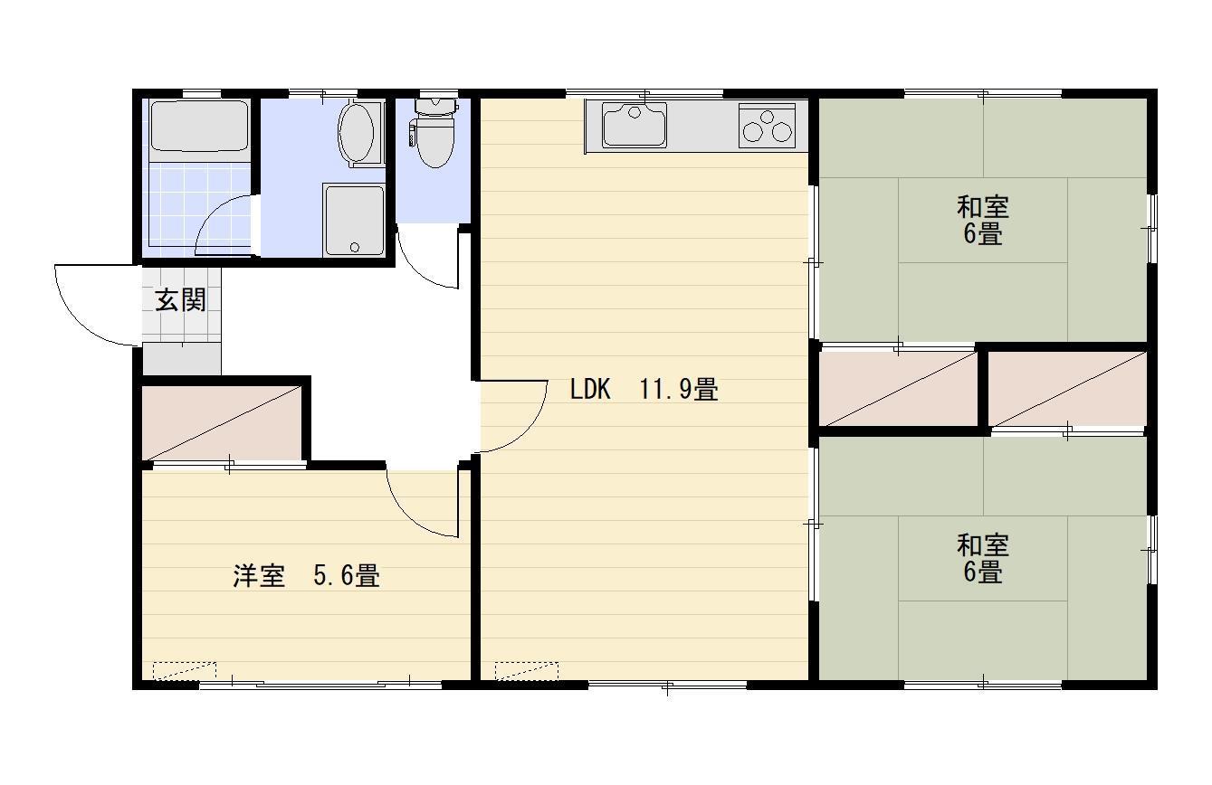 ビラージュ篁 参番館(3LDK/1階)の間取り写真