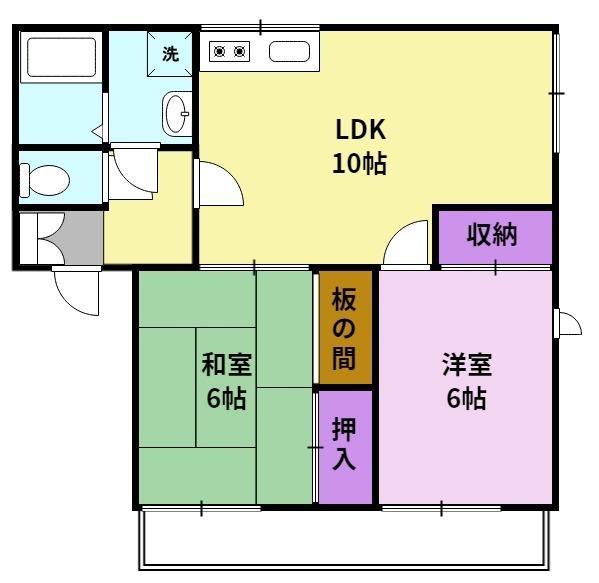 ハミング弐番館(2LDK/1階)の間取り写真